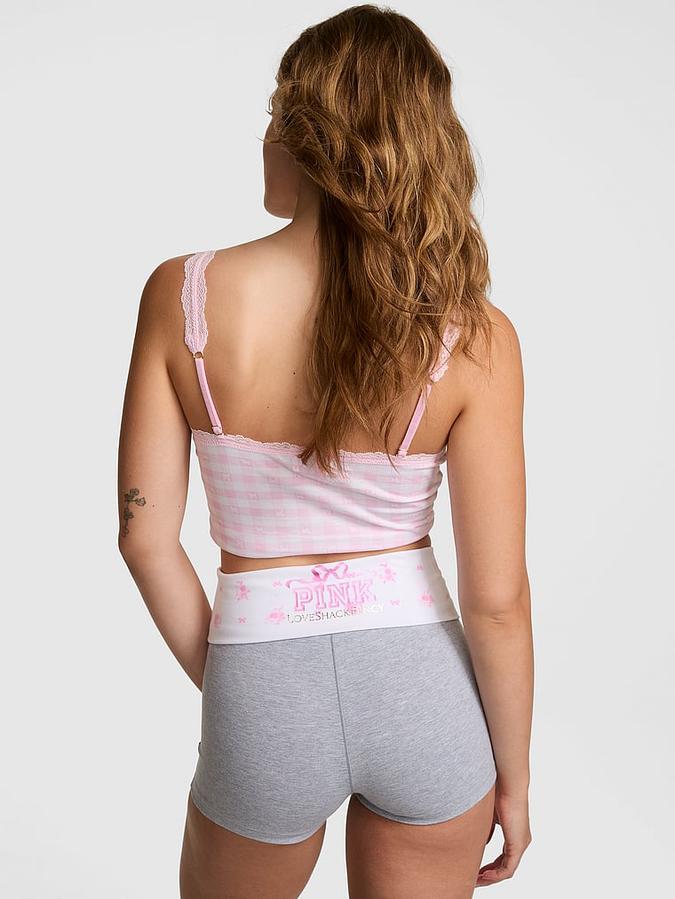 Grey PINK x LoveShackFancy Cotton Foldover Micro Shorts PINK x LoveShackFancy Cotton Foldover Micro Shorts