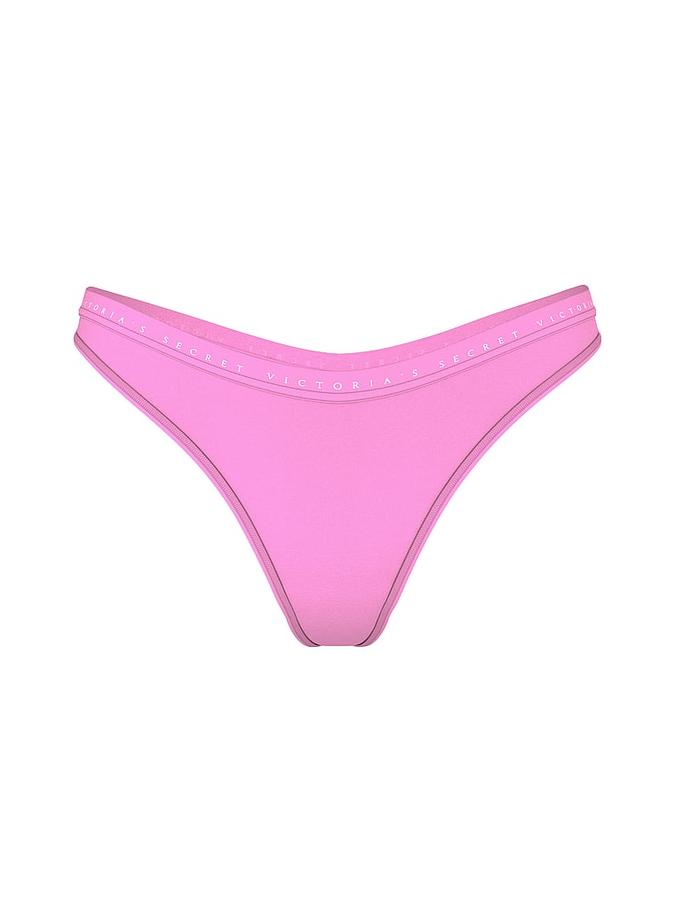 Stretch Cotton High-Leg Scoop Thong Panty image number 2