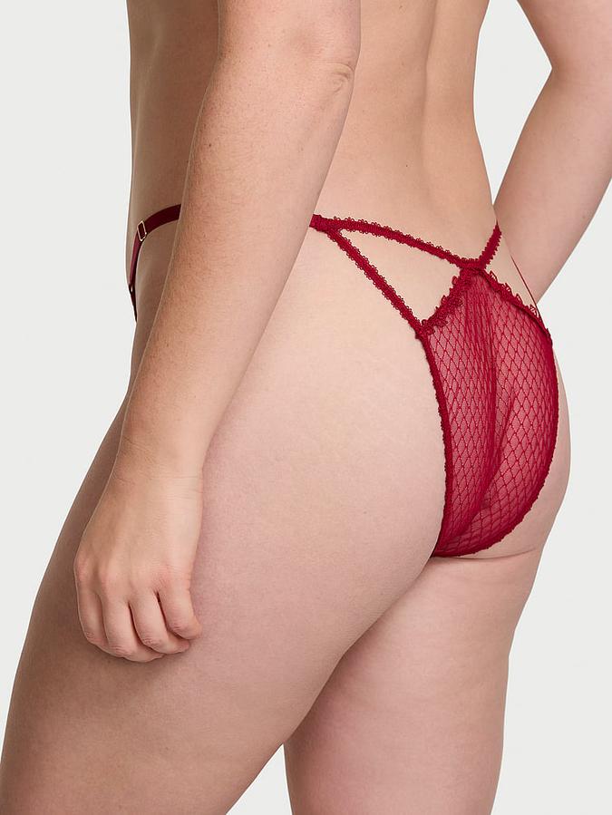 Red Rose Strappy Crotchless Brazilian Panty image number 1
