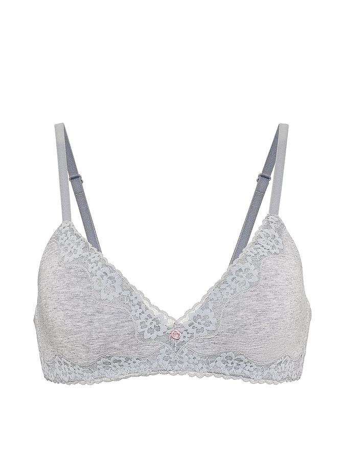Cotton Lace-Trim Lightly Lined Wireless Bra image number 2