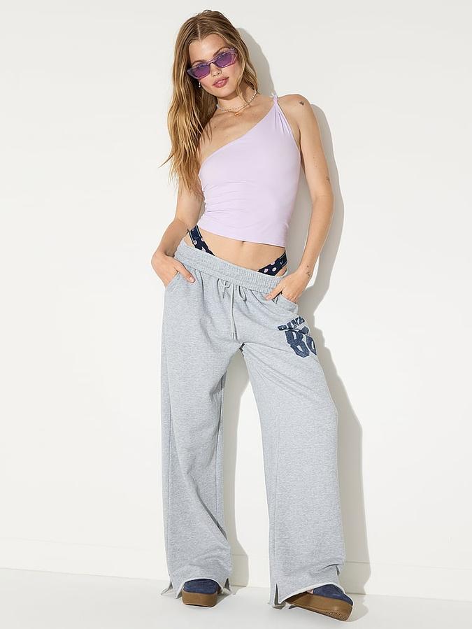 Ivy Fleece Wide-Leg Split-Hem Sweatpants image number 4