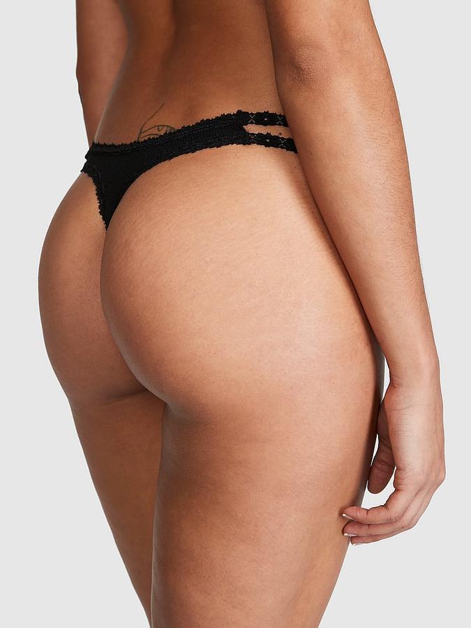 Wink Lace-Trim Strappy Thong Panty