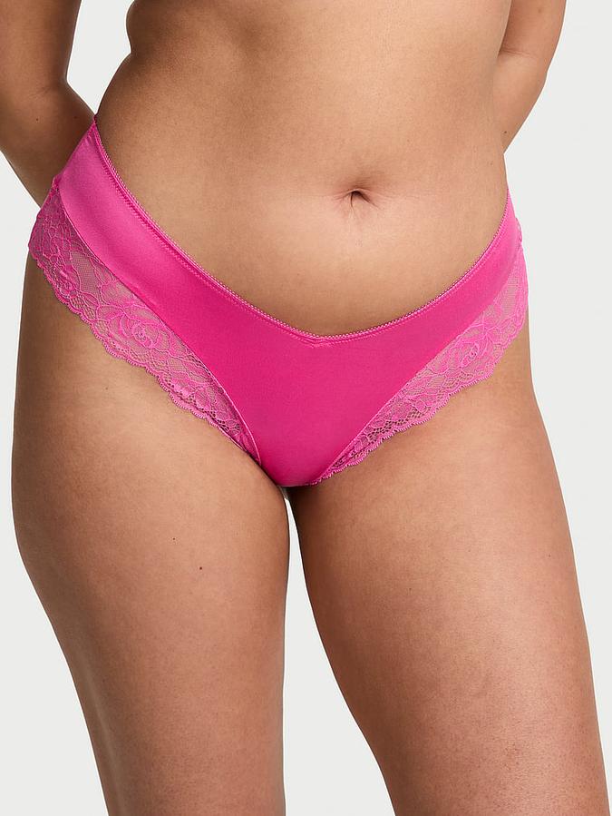Rose Lace-Trim High-Leg Cheeky Panty