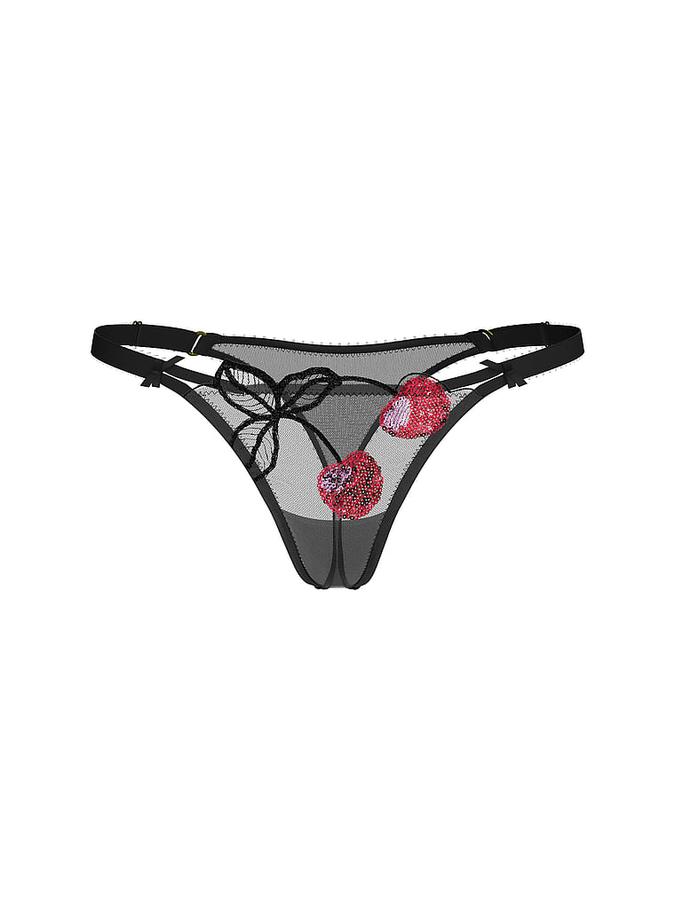 Cherry Embroidery Sequin Shine Thong Panty image number 2