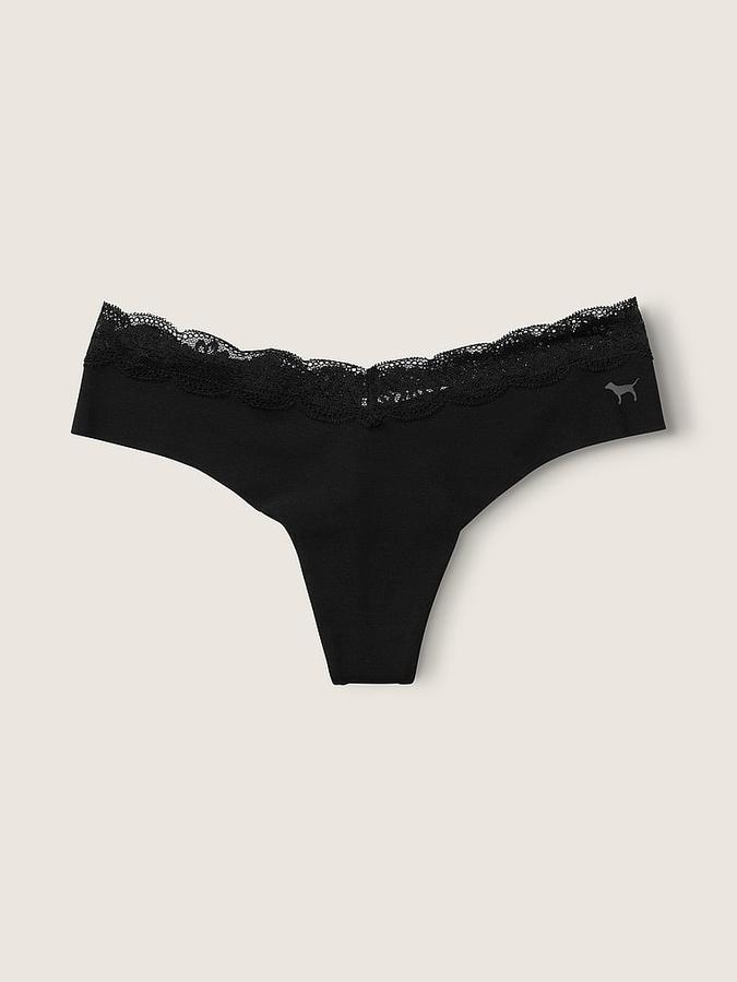 No-Show Lace-Trim Thong Panty