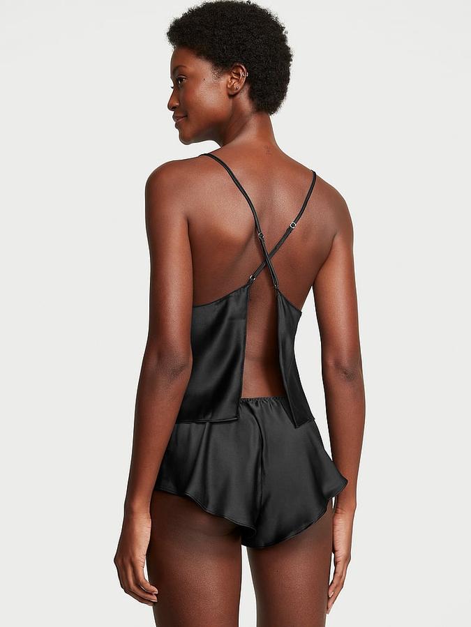 Satin Open-Back Cami Set image number 1