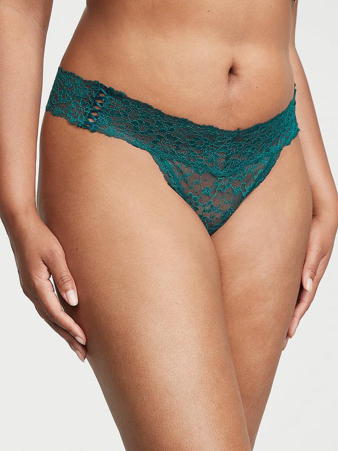 Posey Lace Side Lace-Up Thong Panty