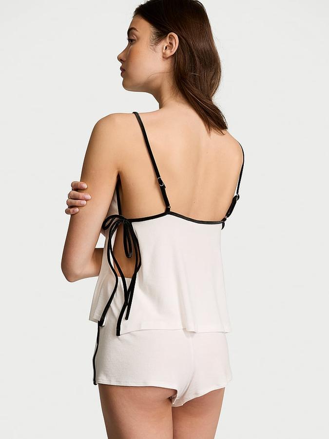 Ribbed Modal Velvet-Trim Cami Shorts Set image number 1