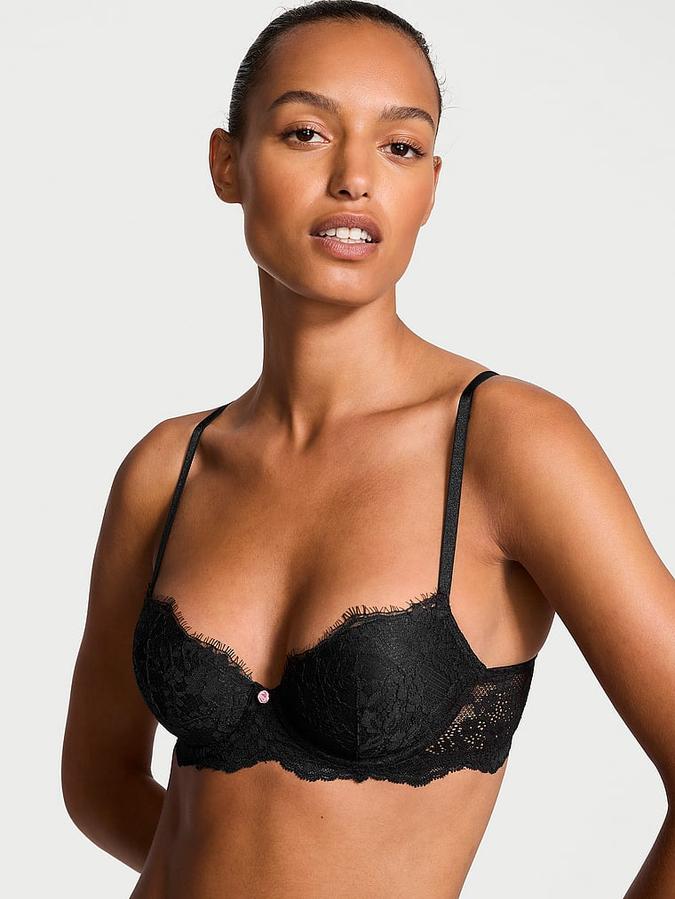 Black Lace Lightly Lined Classic Coverage Demi Bra Lace Lightly Lined Classic Coverage Demi Bra