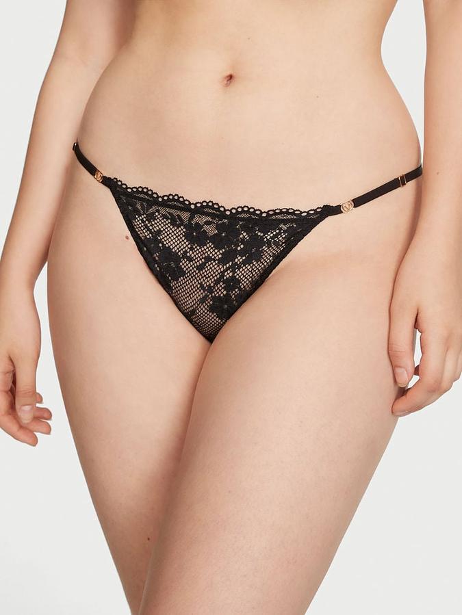 Adjustable String Lace Thong Panty