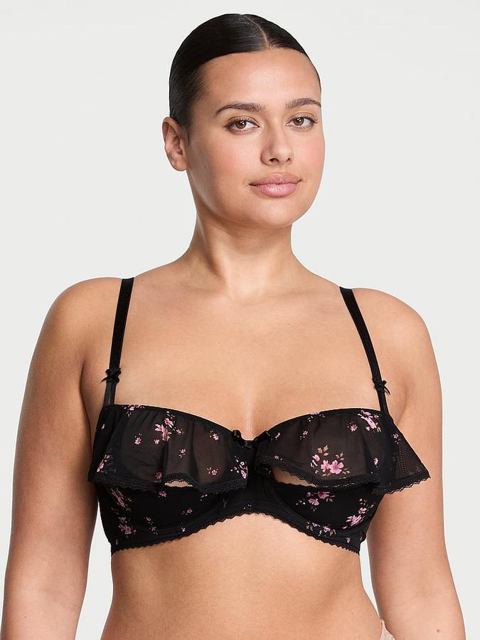 Wicked Unlined Sheer Flutter Open-Cup Balconette Bra image number 0