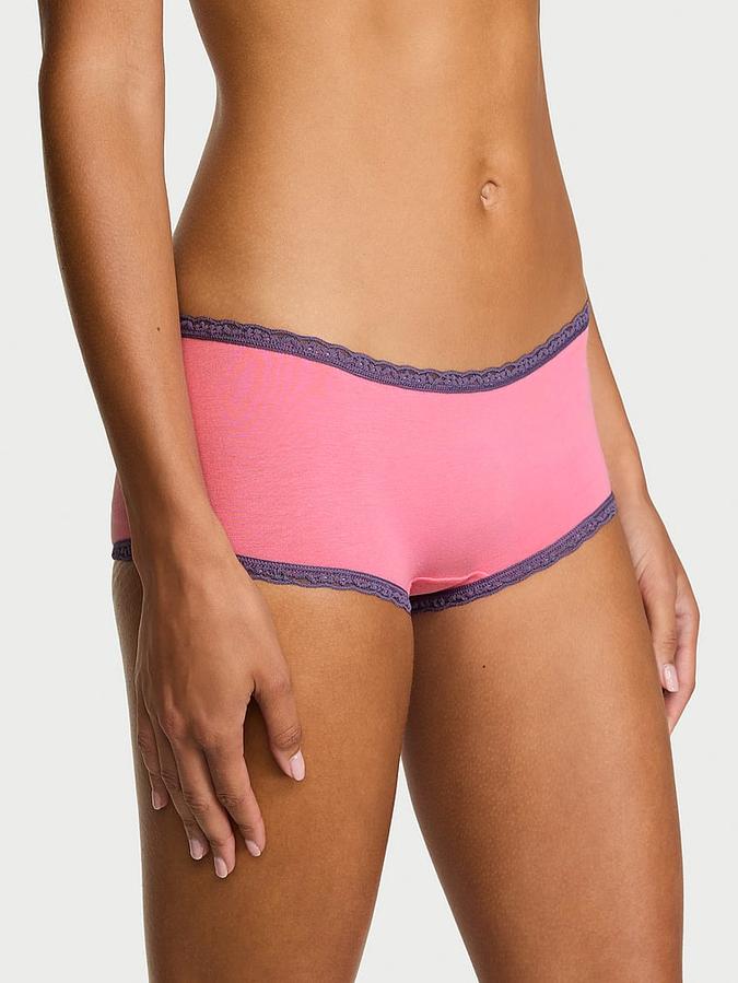 Cotton Lace-Trim Boyshort Panty