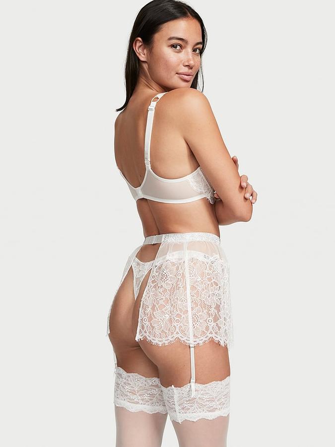 Shine Lace Skirt with Garters