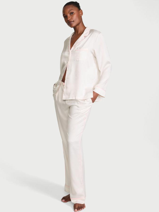 Glazed Satin Long Pajama Set