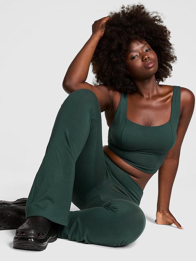 All-Day Cotton Foldover Flare Leggings image number 3