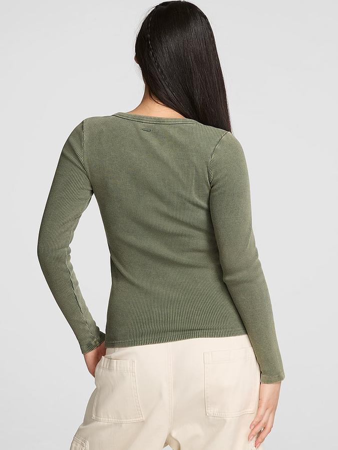 Vintage Ribbed Scoop Long-Sleeve Tee image number 1