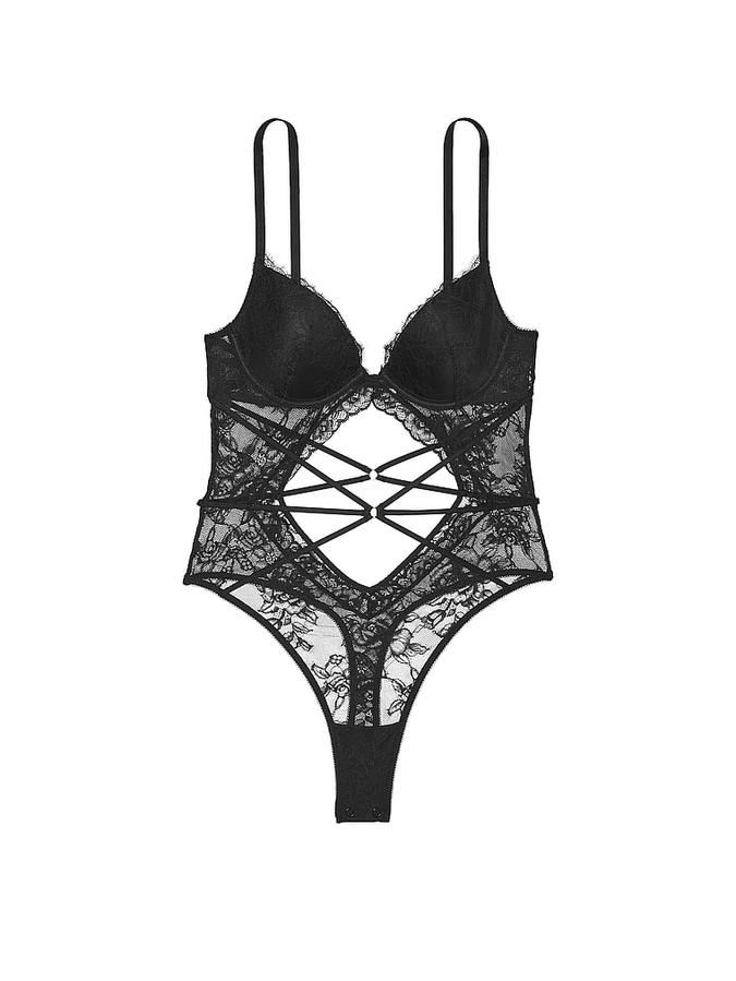 Rose Lace Strappy Teddy image number 2