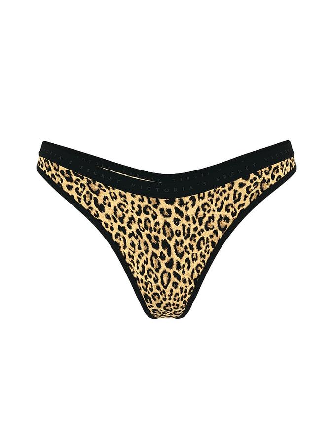 Stretch Cotton High-Leg Scoop Thong Panty image number 2