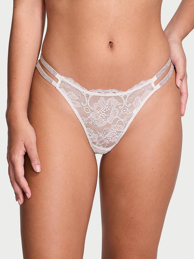 Double Shine Strap Lace Thong Panty image number 0
