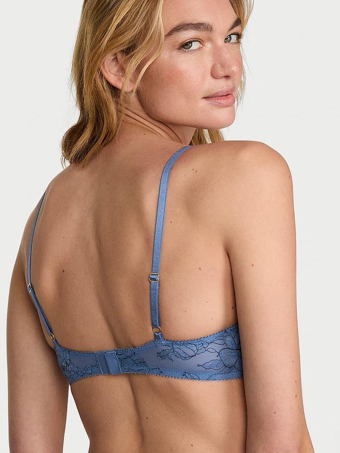 Denim Rose Lace Unlined Demi Bra