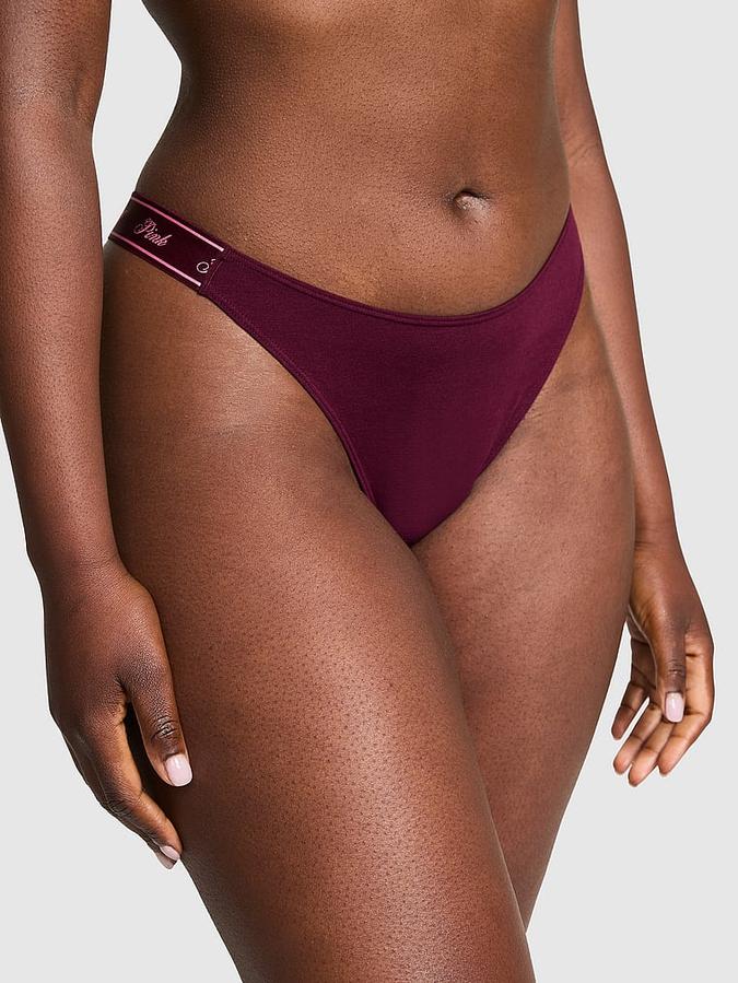 Logo Cotton High-Leg Thong Panty image number 0