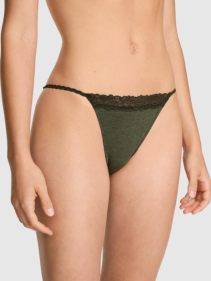 Cotton Lace-Trim String Bikini Panty image number 0