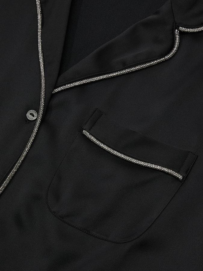 Glazed Satin Shine Long Pajama Set image number 2