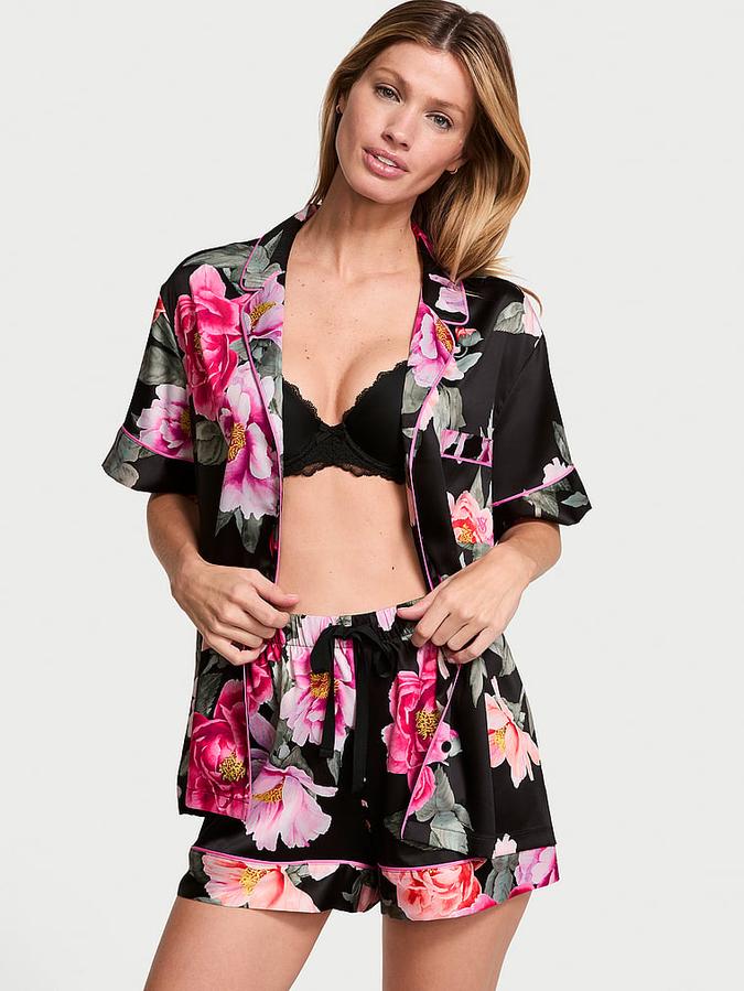 Glazed Satin Short Pajama Set image number 0