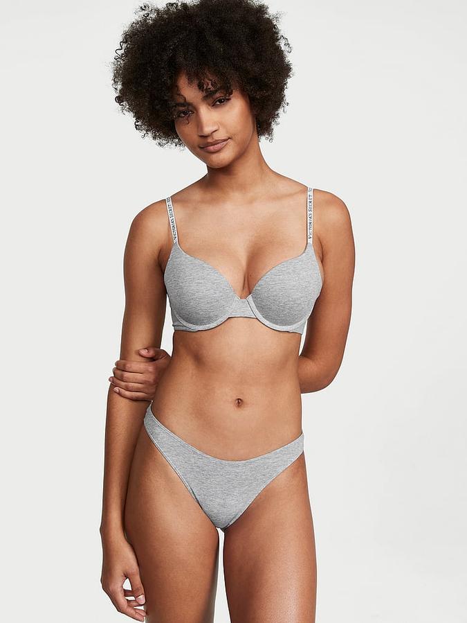 Stretch Cotton Scoop High-Leg Thong Panty