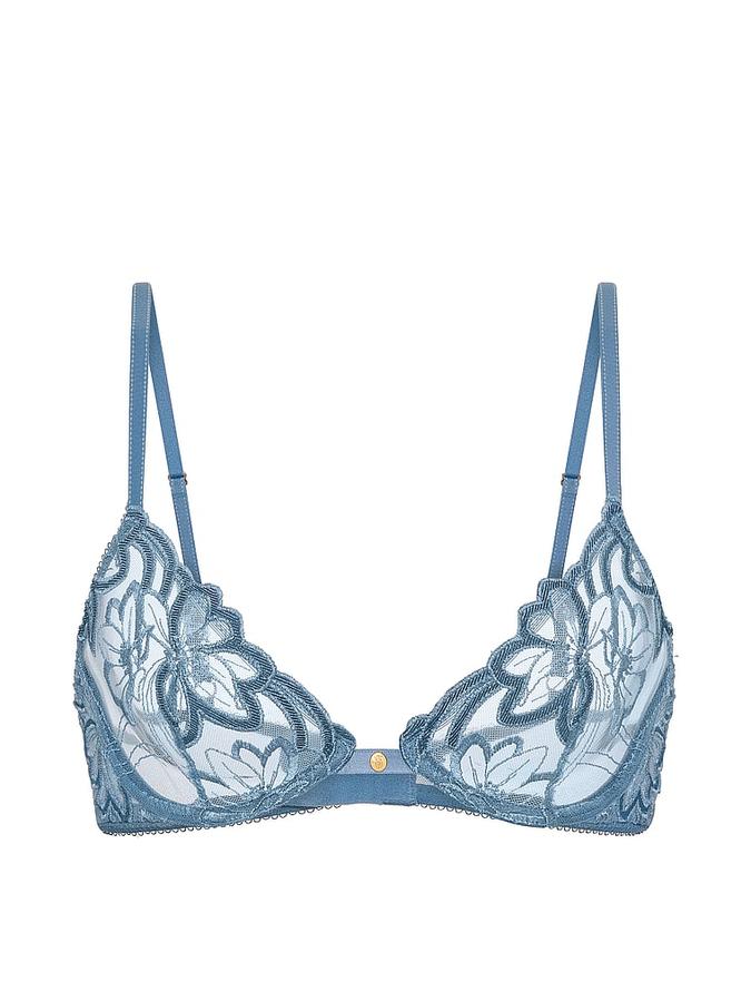 Denim Embroidery Unlined Demi Bra image number 2