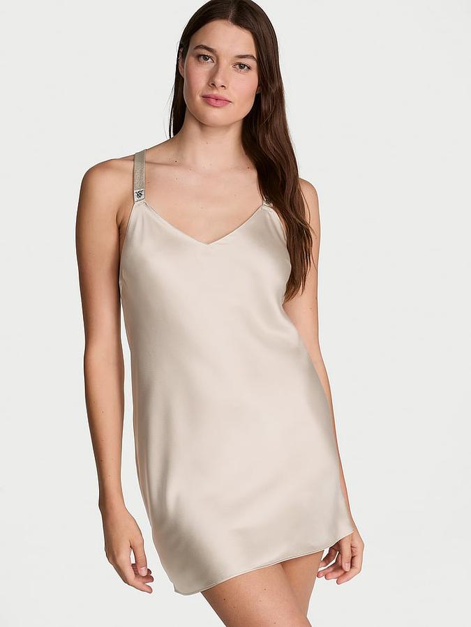 Scattered Shine Strap Satin Strappy-Back Slip