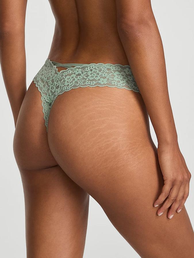 Blossom Lace Strappy-Back Thong Panty image number 1