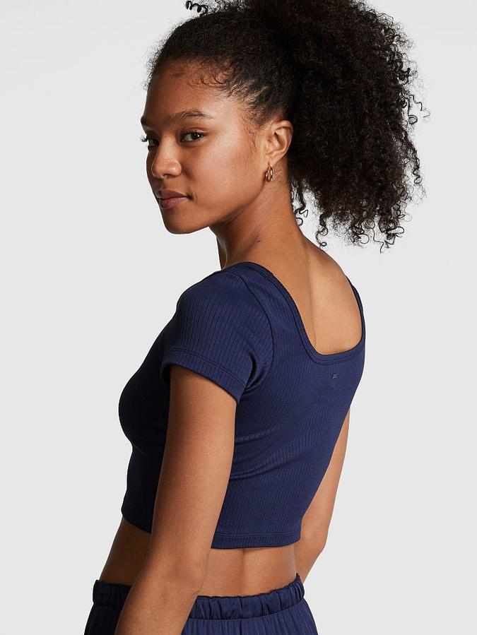 Seamless Rib Short-Sleeve Crop Top