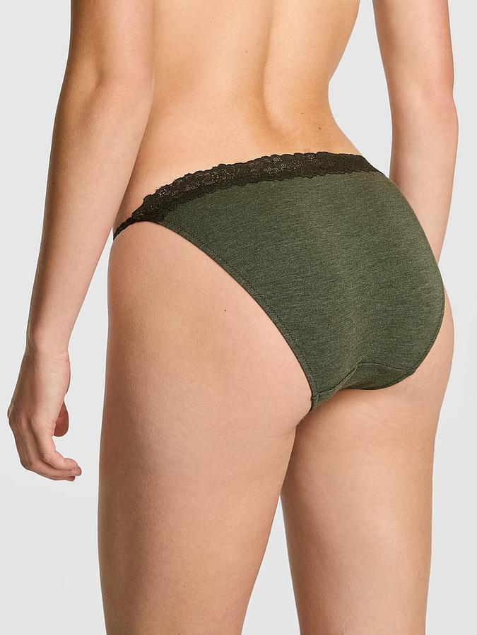 Cotton Lace-Trim String Bikini Panty image number 1