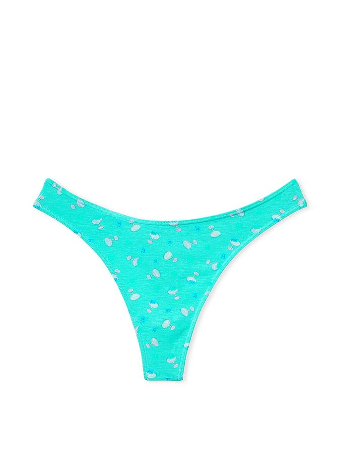 Stretch Cotton High-Leg Scoop Thong Panty image number 2