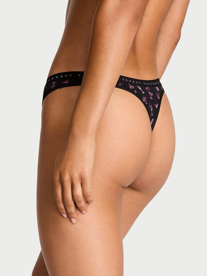 Stretch Cotton High-Leg Scoop Thong Panty image number 1