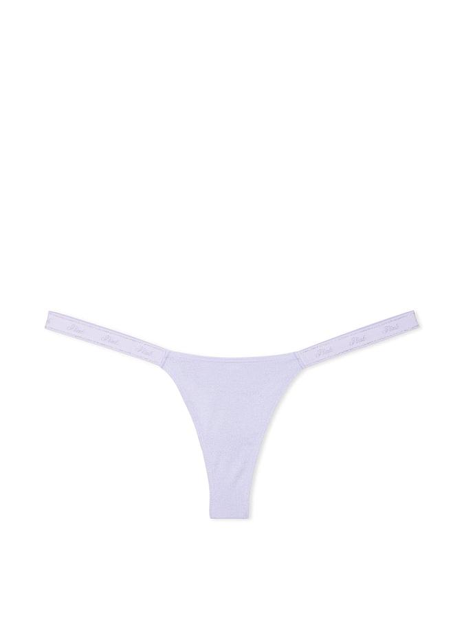 Logo Cotton Shimmer Micro Thong Panty image number 0