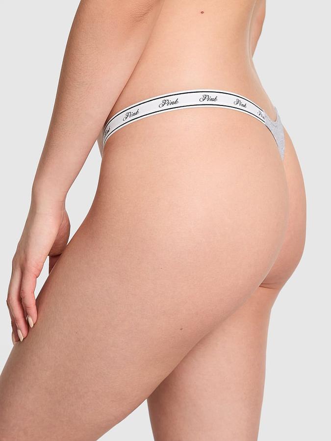 Logo Cotton High-Leg Micro Thong Panty