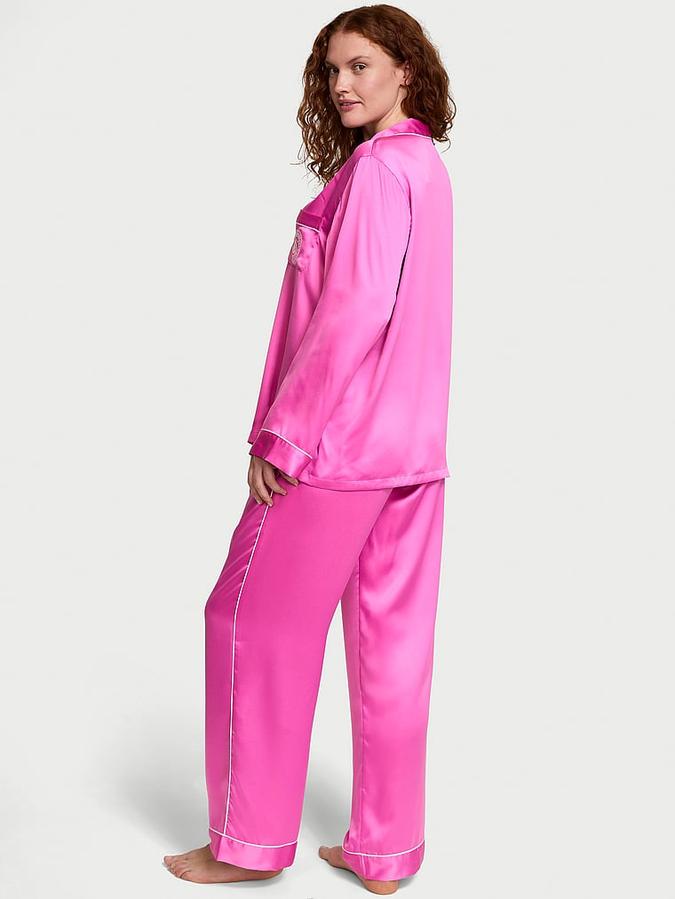 Glazed Satin Long Pajama Set image number 1