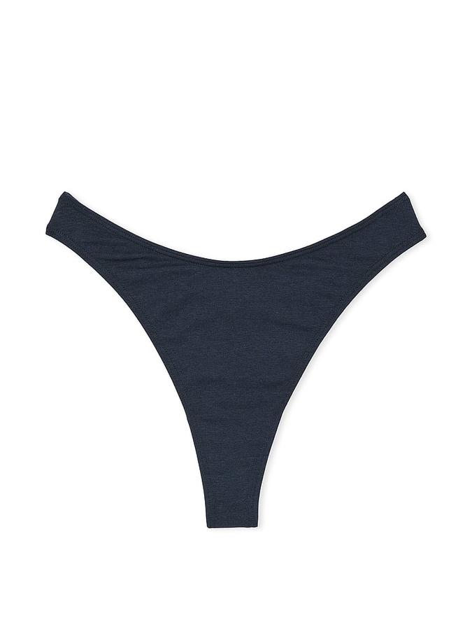 Stretch Cotton High-Leg Scoop Thong Panty image number 1