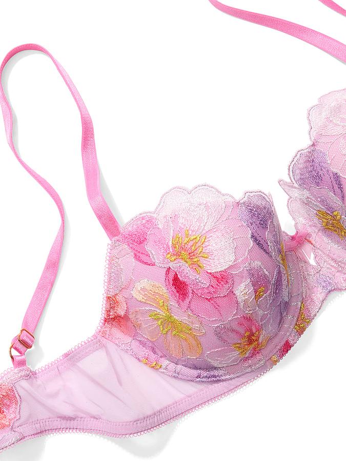 Watercolor Embroidery Lightly Lined Demi Bra image number 3
