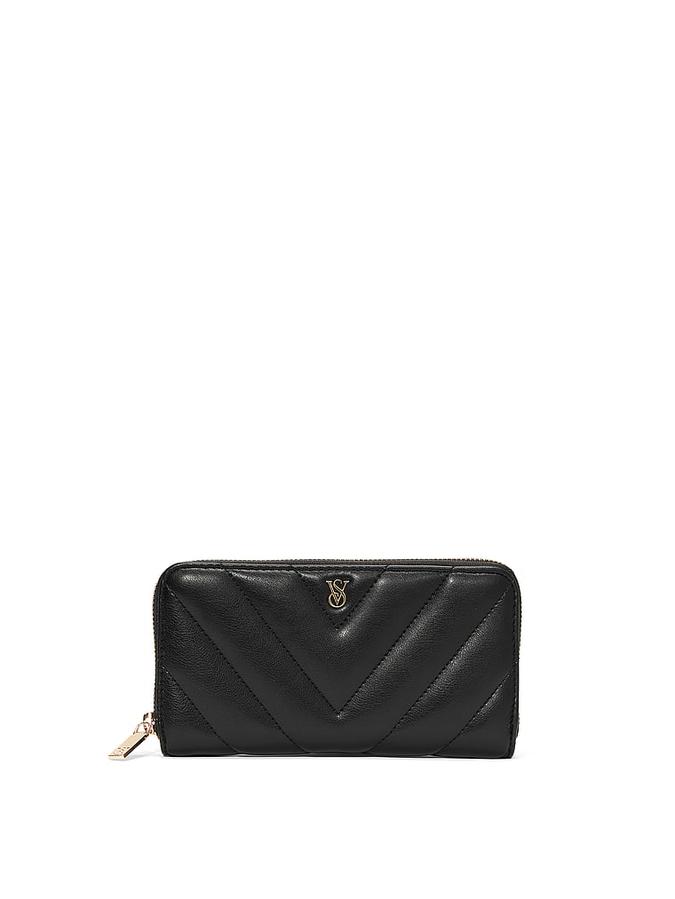 Large Wallet with Zip- Black