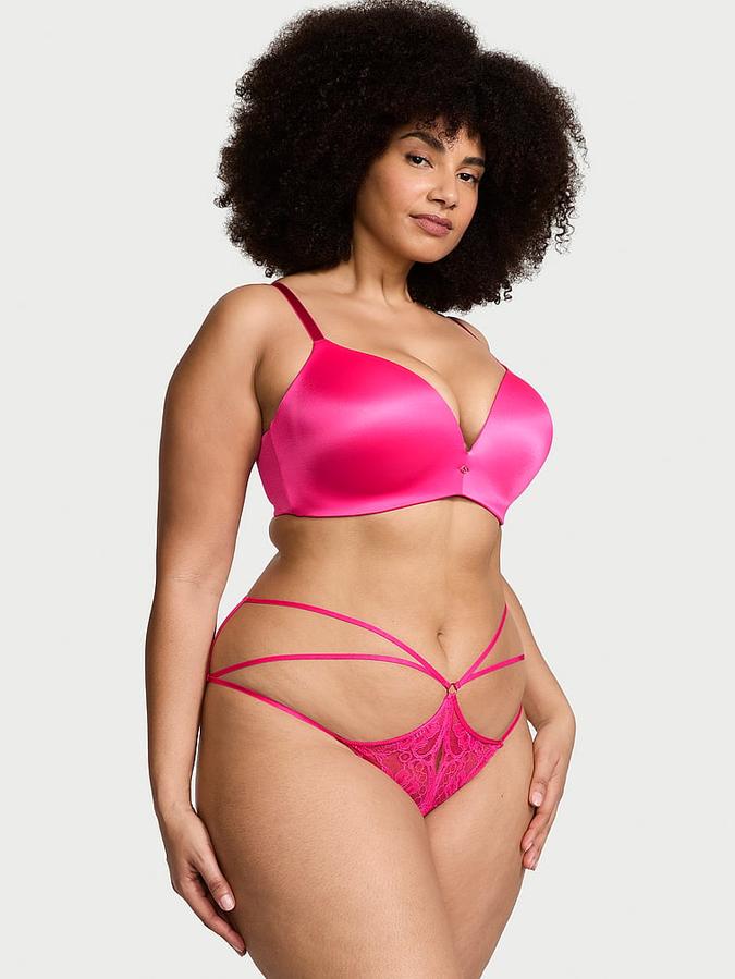 Lace Strappy Crotchless Cheeky Panty image number 3