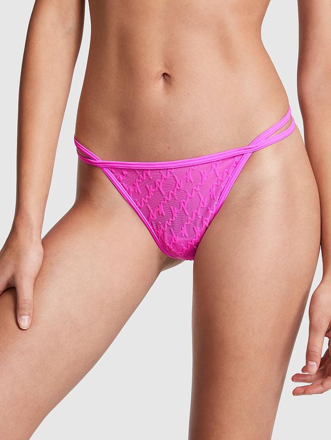 Flocked Mesh Thong Panty