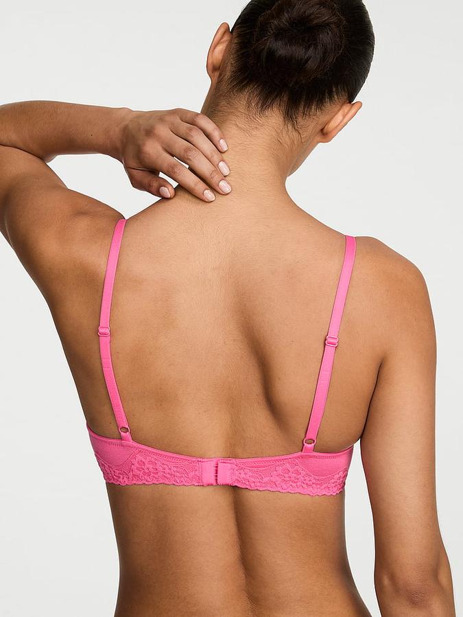 Cotton Lace-Trim Lightly Lined Wireless Bra