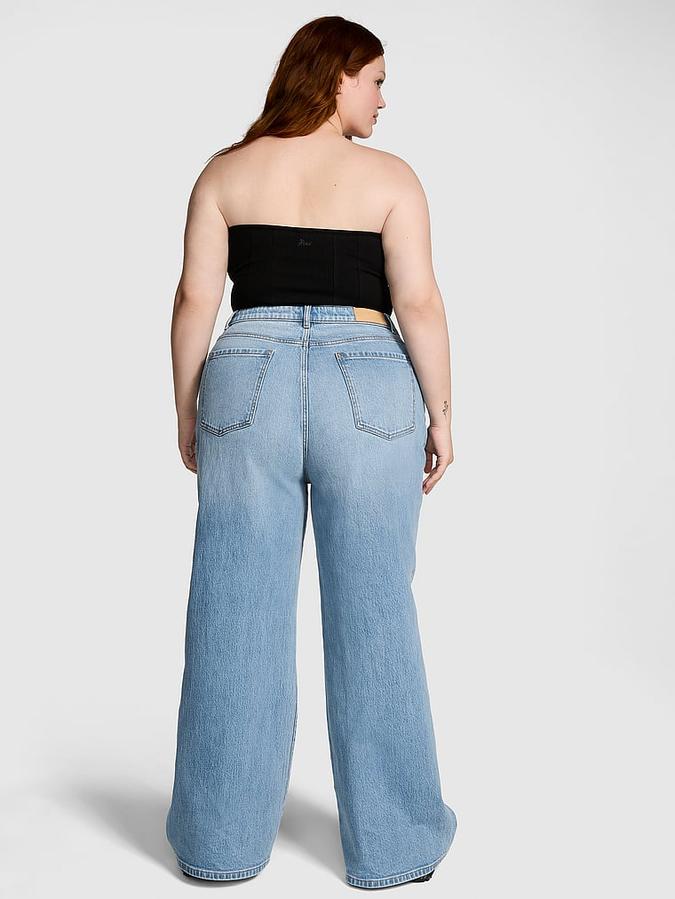 Denim by PINK High-Rise Straight-Leg Jeans image number 1