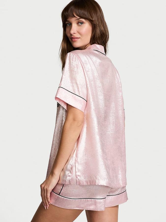 Glazed Satin Short Pajama Set image number 1