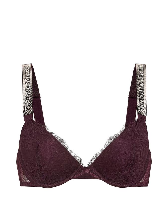 Shine Strap Rose Lace Lightly Lined Low-Cut Demi Bra image number 2