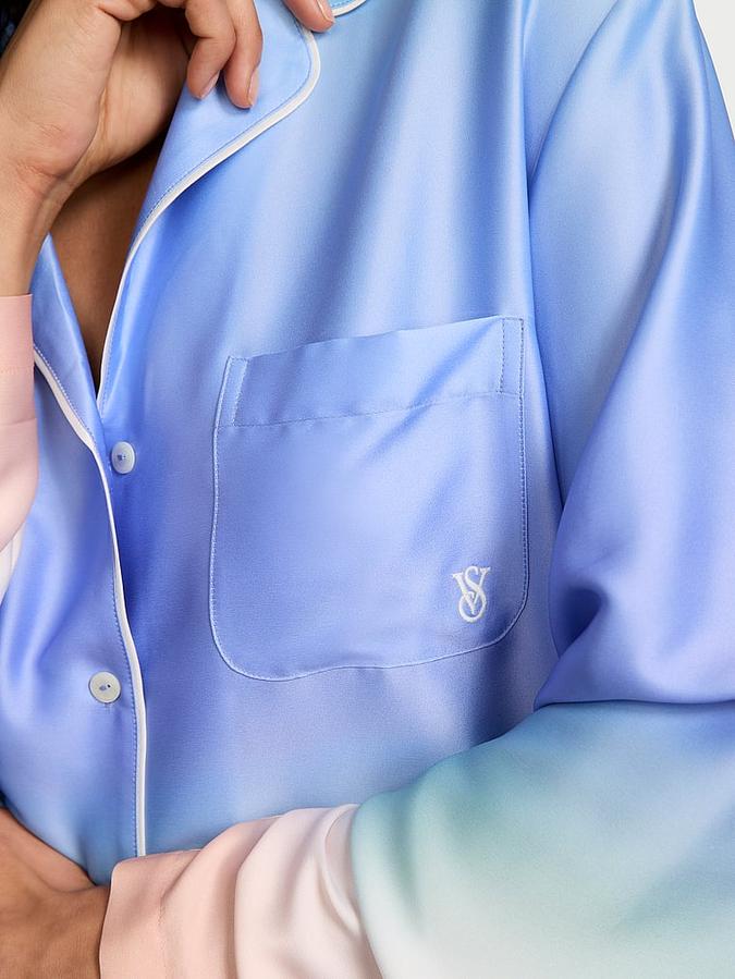 Glazed Satin Ombré Long Pajama Set image number 5
