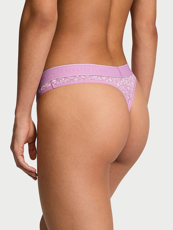 Logo Cotton Thong Panty